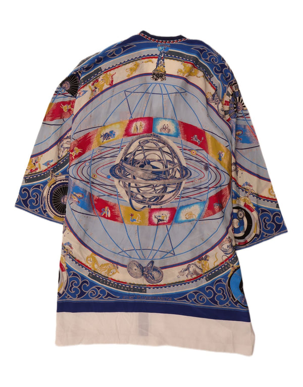 VINTAGE Damen Übergroßes Etuikleid mit abstraktem Muster UK 14 Mittelblau