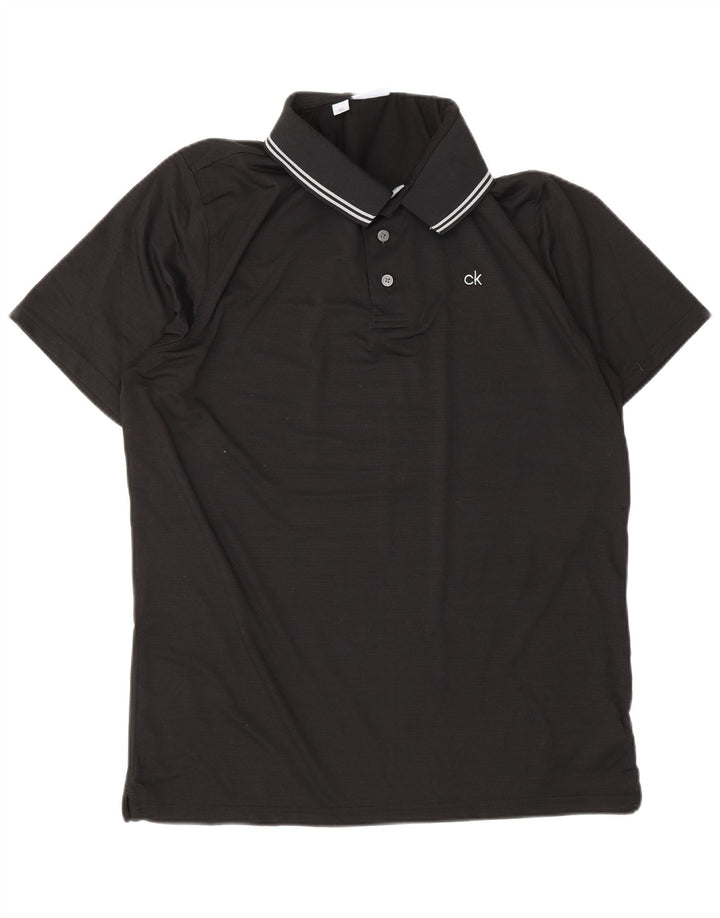 CALVIN KLEIN Mens Golf Polo Shirt Large Black Polyester