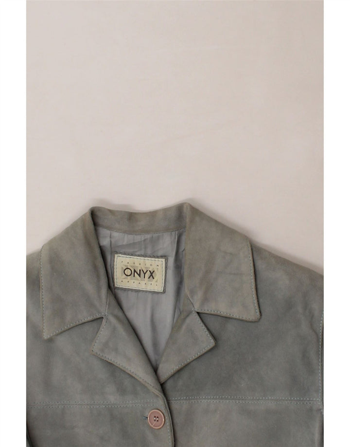 ONYX Womens Leather Jacket EU 42 Large Blue Leather Vintage Onyx and Second-Hand Onyx from Messina Hembry 