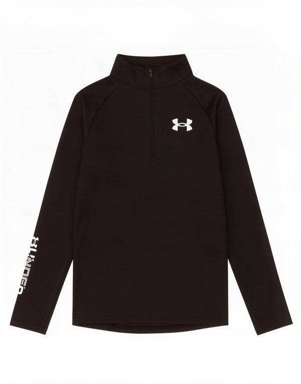 Under Armour Jungen-Oberteil mit Reißverschluss und Grafik, langärmlig, 11–12 Jahre, Größe L, Schwarz