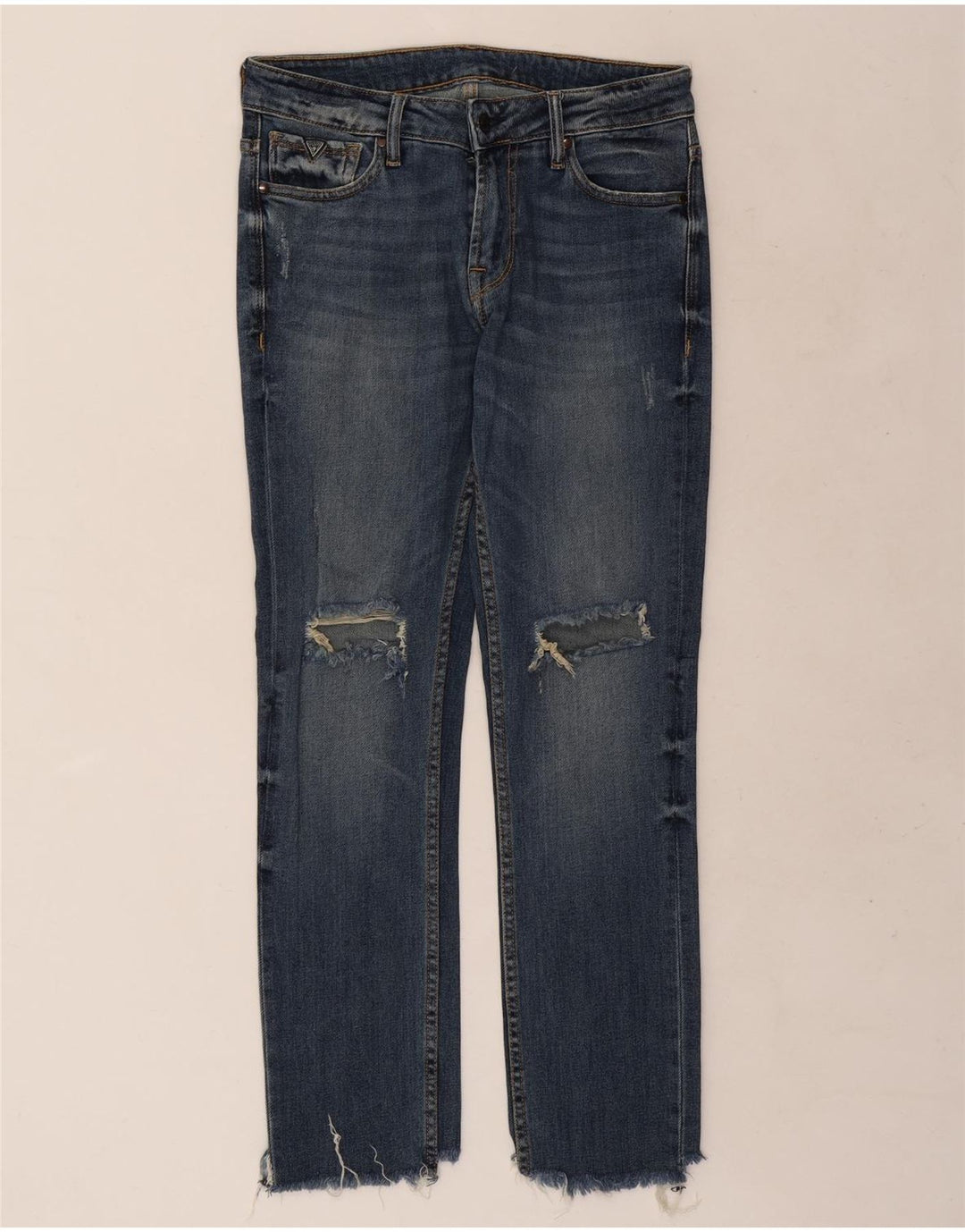 Guess Damen Distressed Slim Jeans W30 L29 Blau