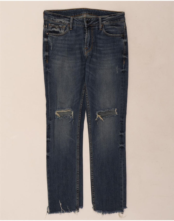 Guess Damen Distressed Slim Jeans W30 L29 Blau