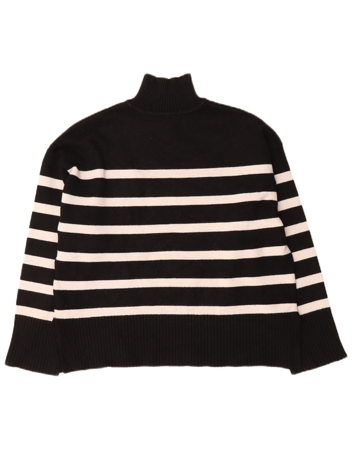Zara Damen-Pullover mit Rollkragen, übergroß, Gr. 10, Größe S, Schwarz, gestreift