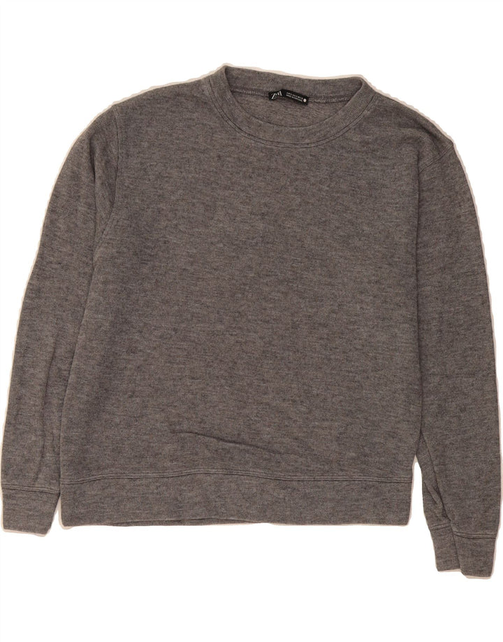 ZARA Womens Crop Sweatshirt Jumper UK 10 Small Grey Vintage Zara and Second-Hand Zara from Messina Hembry 