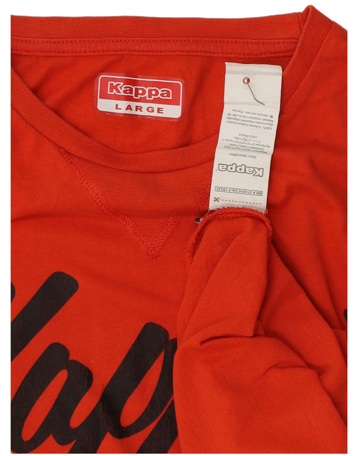 Kappa Herren Grafik T-Shirt Top Large Orange Baumwolle