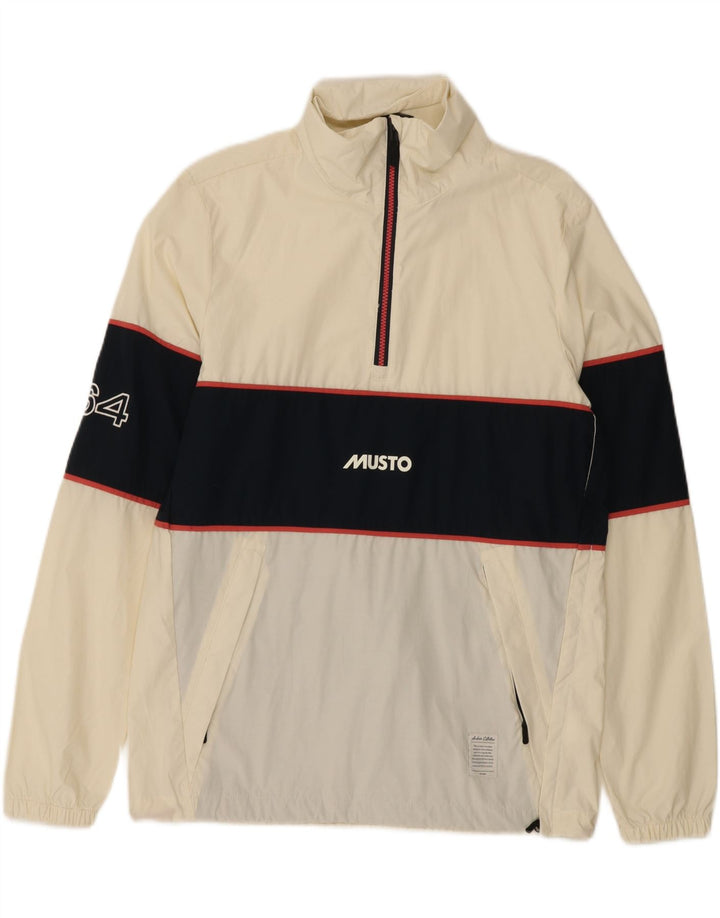 Musto Herren-Trainingsanzug mit Grafik-Pullover, Jacke, Mittelweiß, Farbblock