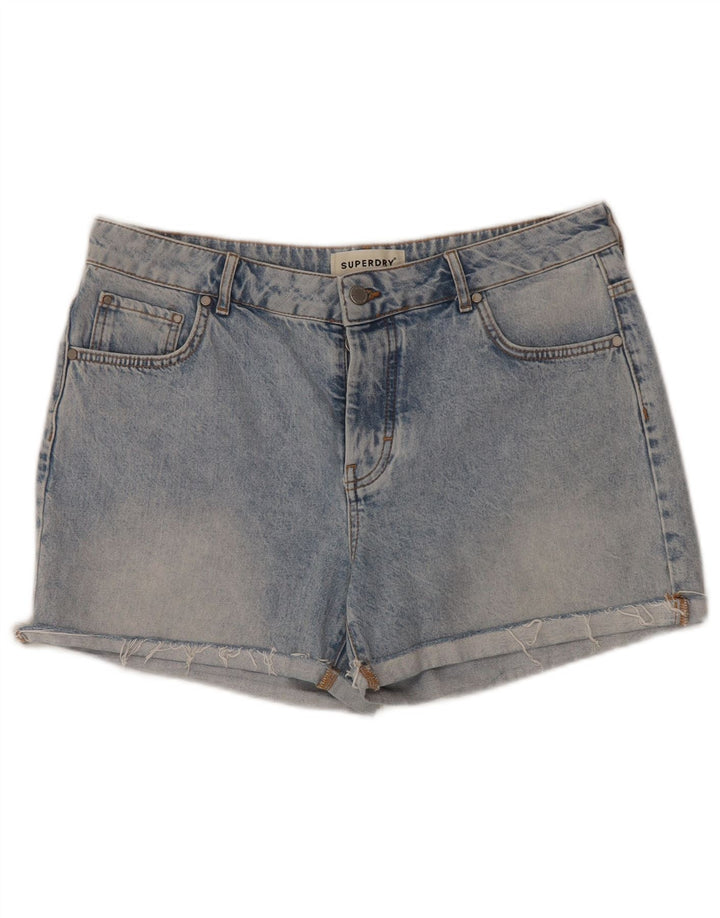 Superdry Damen-Jeansshorts, W32, Größe L, Blau, Baumwolle