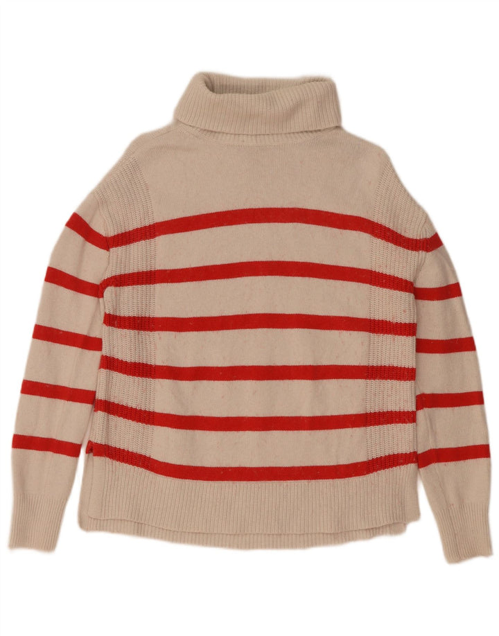 Marks & Spencer Rollkragenpullover für Damen, Gr. 10, Größe S, Weiß, gestreift