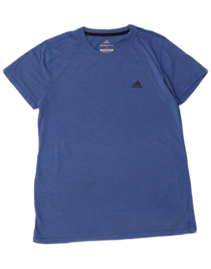 Adidas Damen T-Shirt Top UK 12 Mittelblau geflecktes Polyester