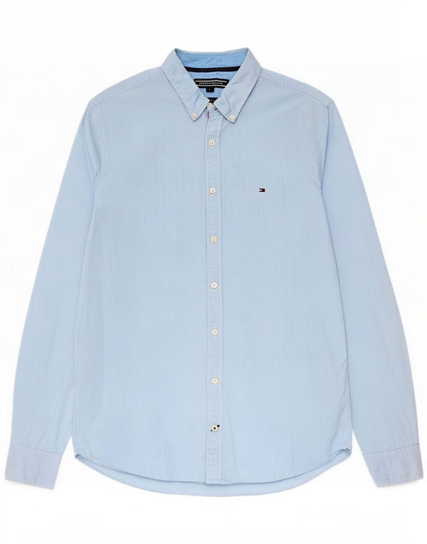 Tommy Hilfiger Mens New York Fit Shirt Large Blue Nadelstreifen Baumwolle