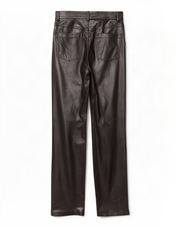 Zara Womens Straight Faux Leather Trousers Medium W28 L32 Black
