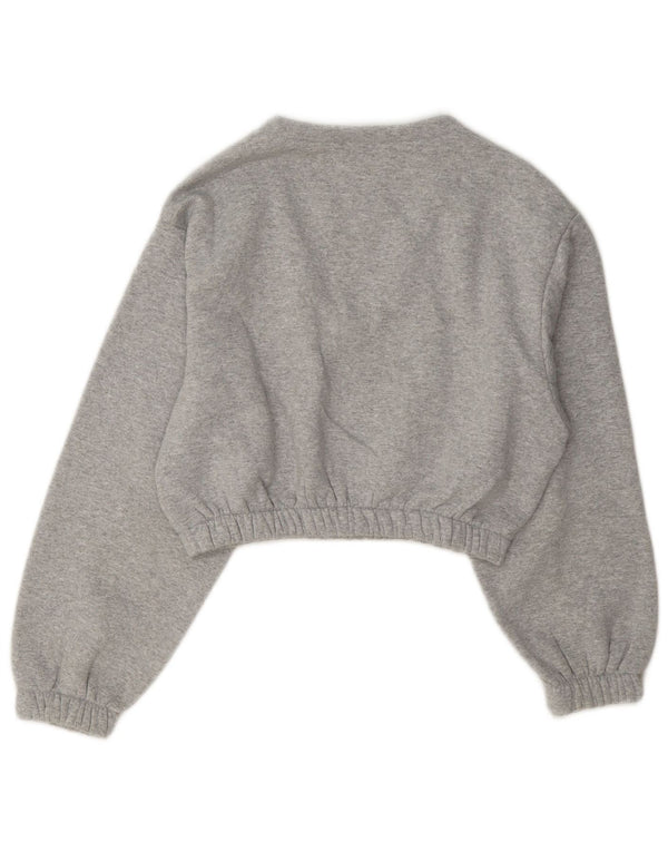 Topshop Damen Crop Oversized Sweatshirt Pullover UK 10 Small Grau Polyester