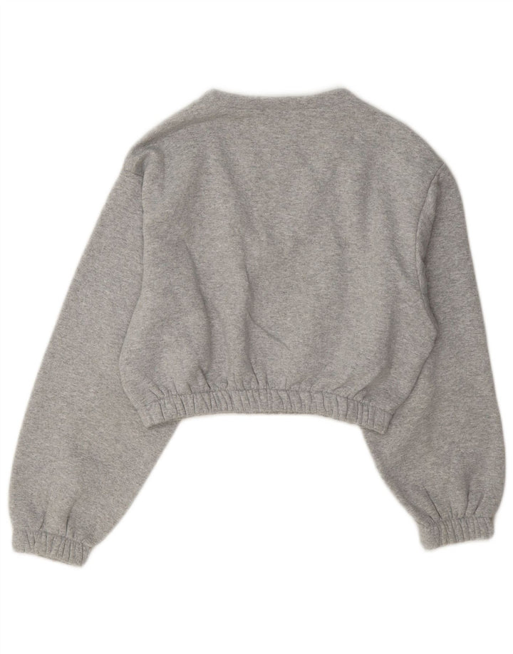 Topshop Damen Crop Oversized Sweatshirt Pullover UK 10 Small Grau Polyester
