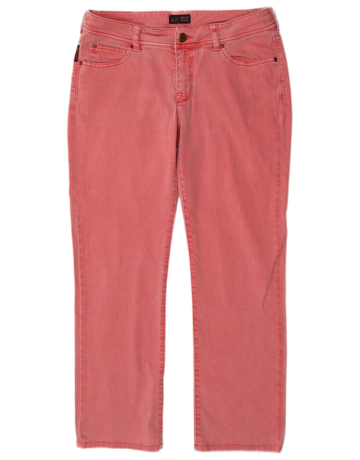 Armani Damen Straight Jeans W31 L28 Rosa Baumwolle