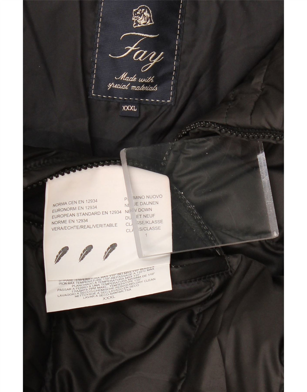 FAY Herren Wattierte Jacke UK 46 3XL Schwarz Polyester