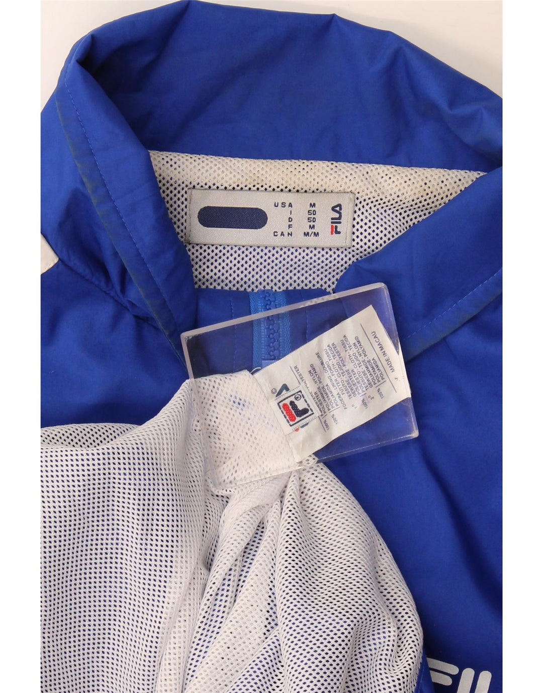 Fila Herren Regenjacke UK 38 Mittelblaues Colourblock-Polyester
