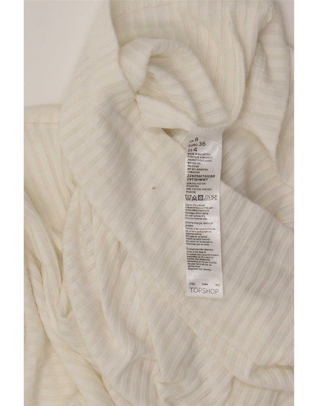 Topshop Damen Top Langarm UK 8 Small Weiß Polyester