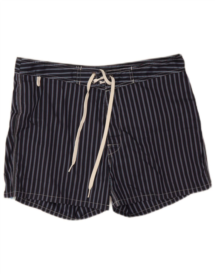 Sundek Herren-Badeshorts, mittelgroß, marineblau, gestreift, Polyester