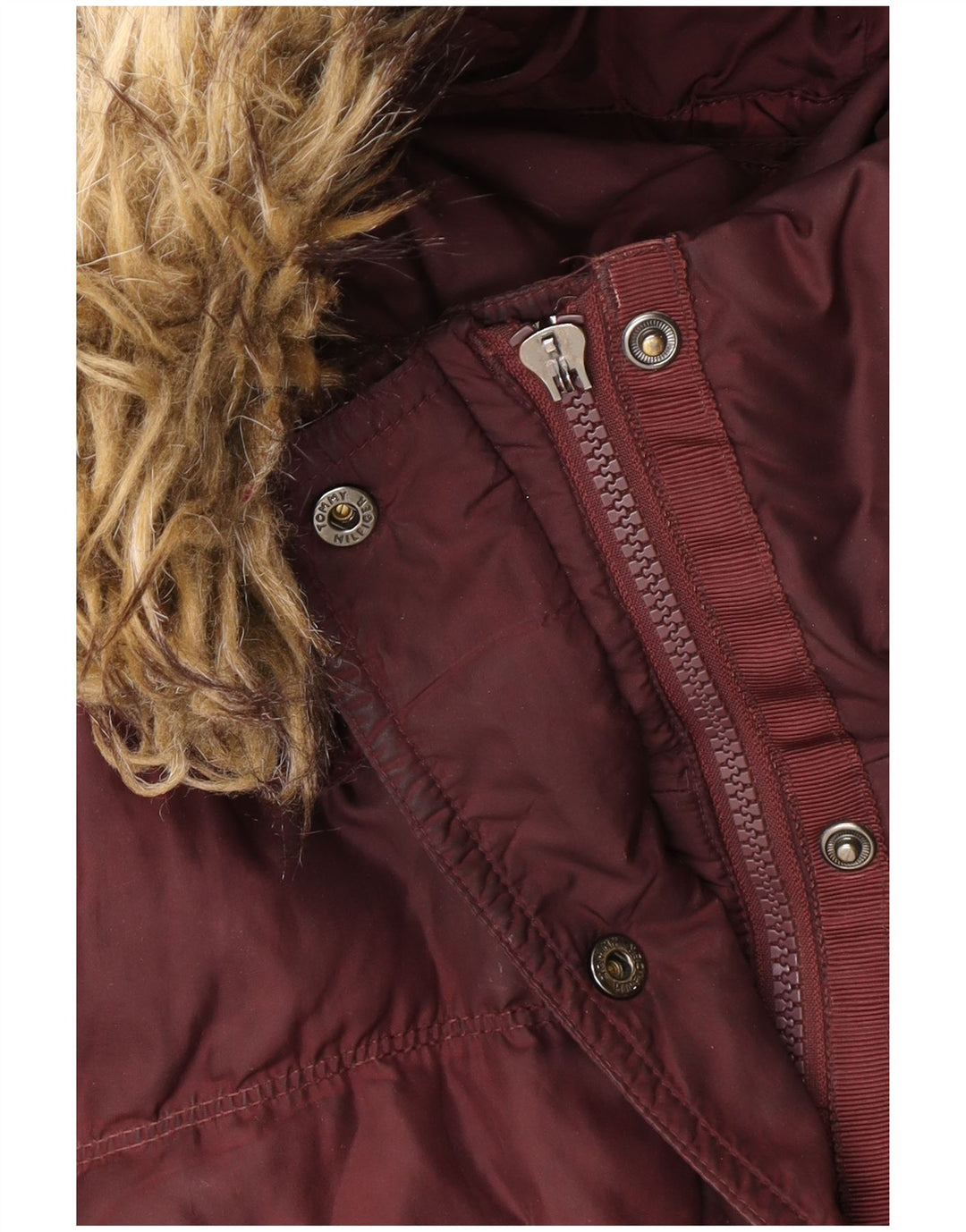 Tommy Hilfiger Damen-Jacke mit Kapuze, gepolstert, UK 10, Größe S, Burgunderrot, Polyester