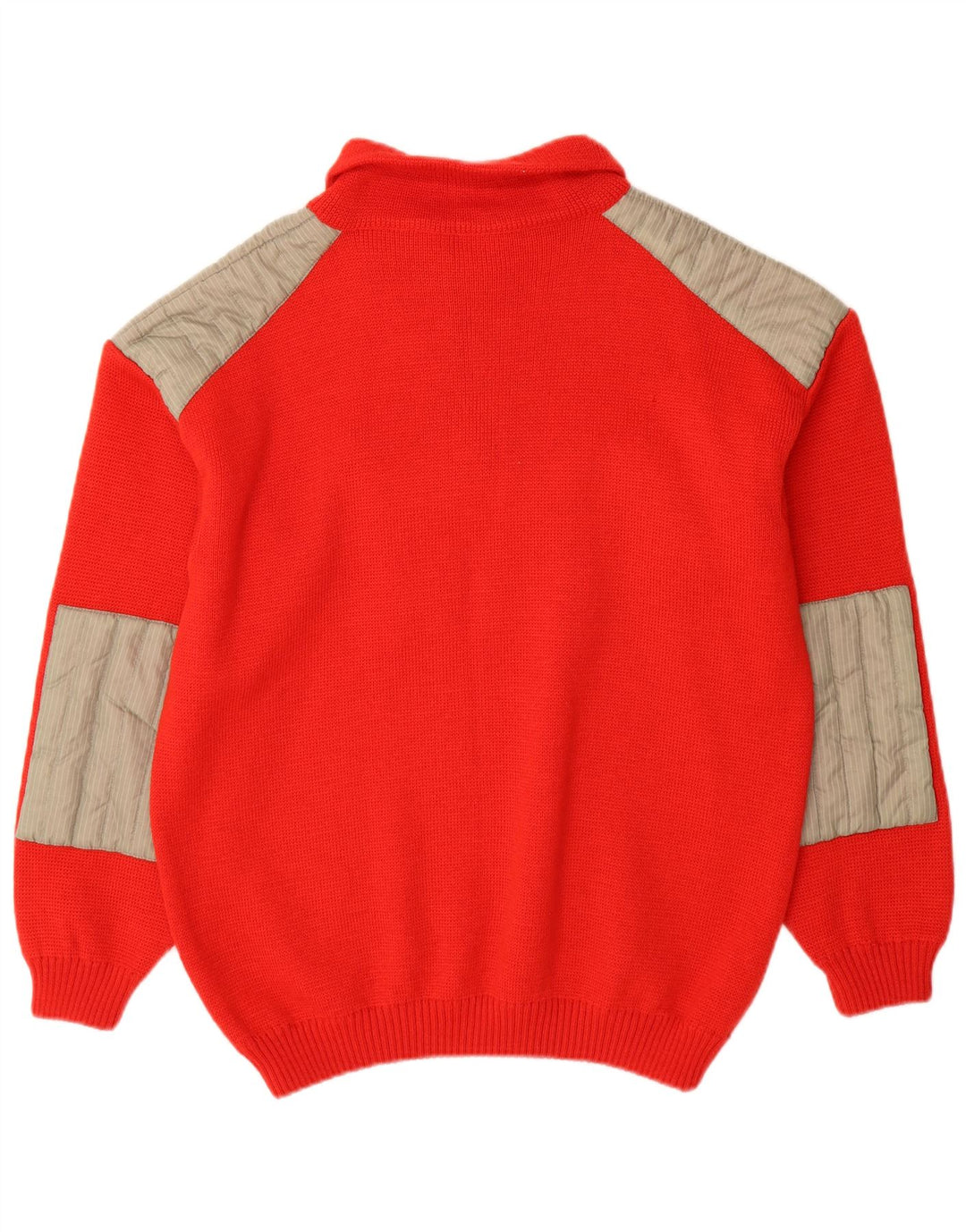 Völkl Herren-Pullover mit Reißverschluss am Hals, IT 52, große rote Colourblock-Wolle