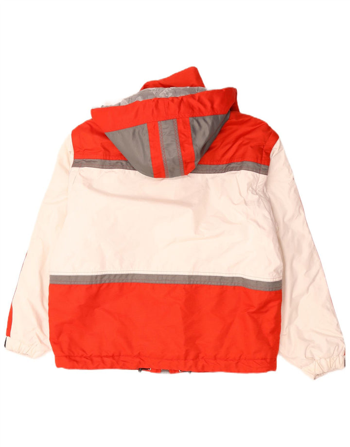 Vintage Herren-Skijacke mit Kapuze, IT 50, großes rotes Farbblock-Polyester