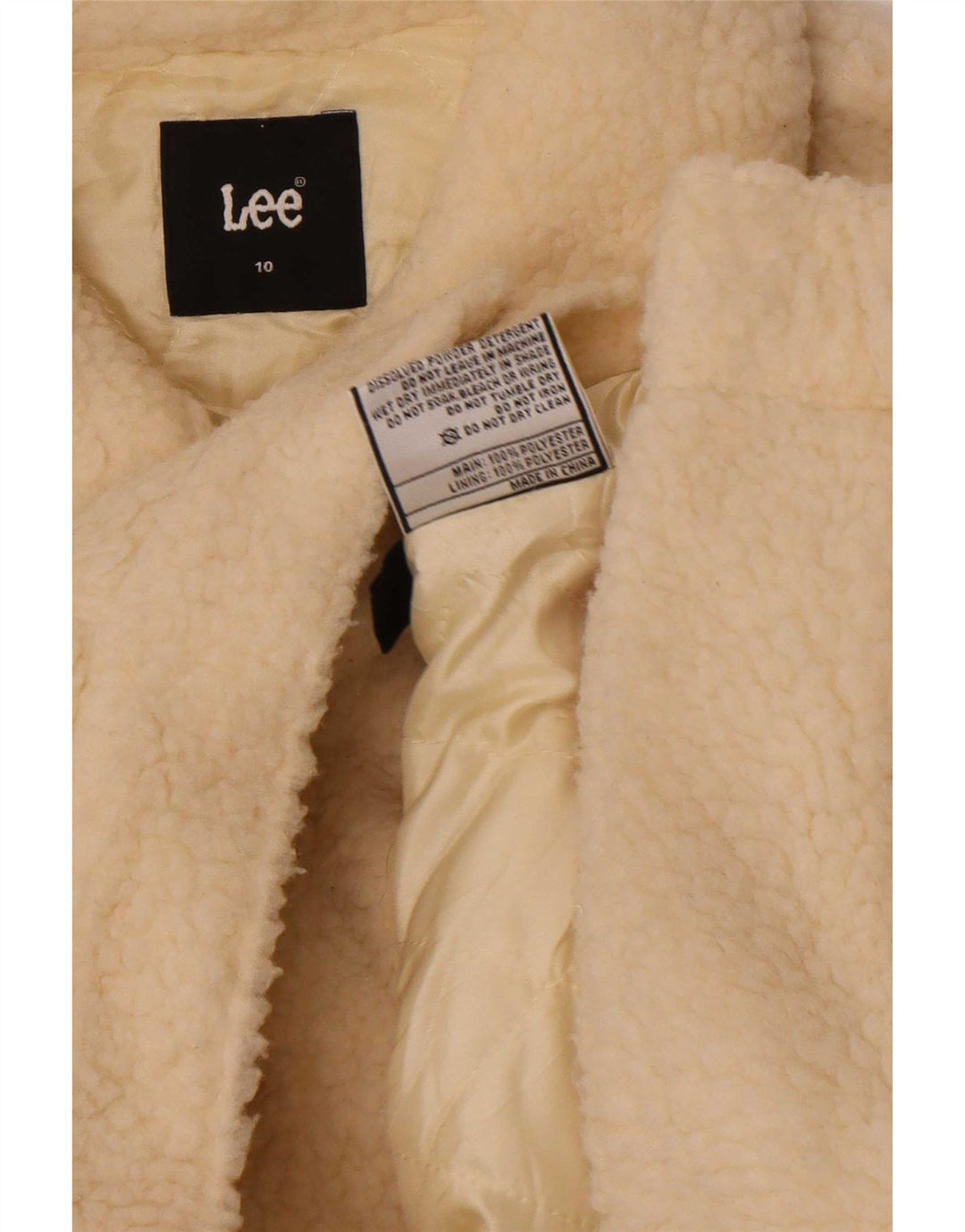 Lee Damen Teddy Crop Bomberjacke US 10 Large Weiß Polyester