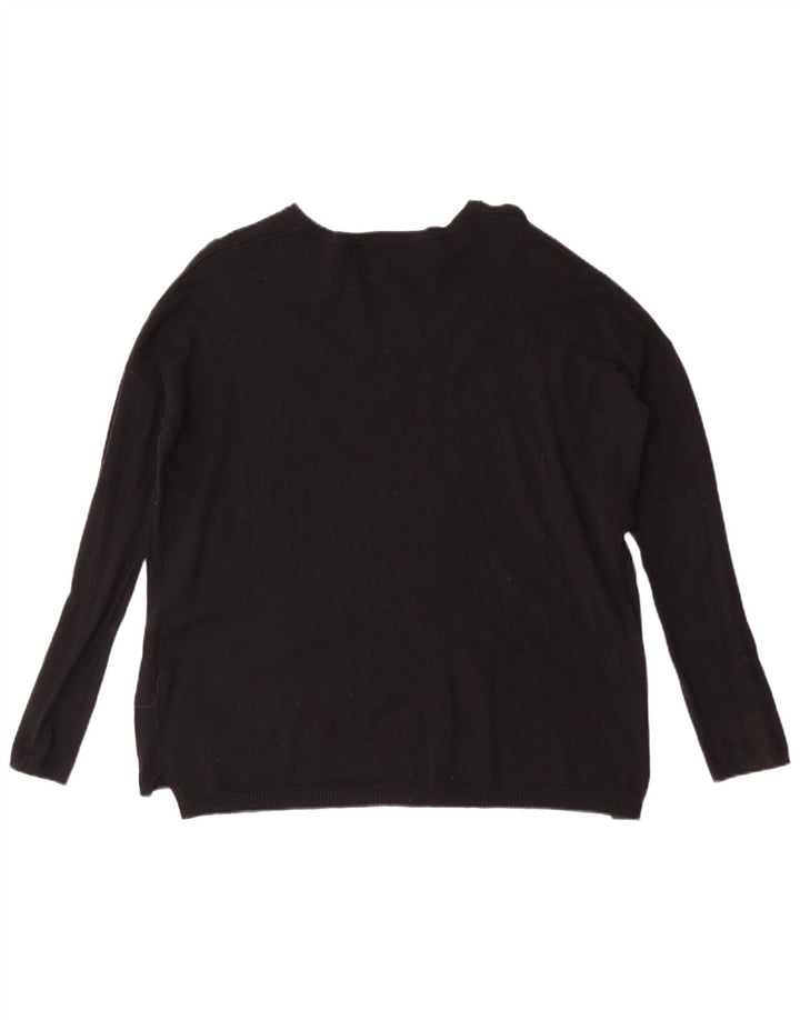 Zara Damen-Pullover, übergroß, U-Boot-Ausschnitt, Gr. 14, mittelschwarz
