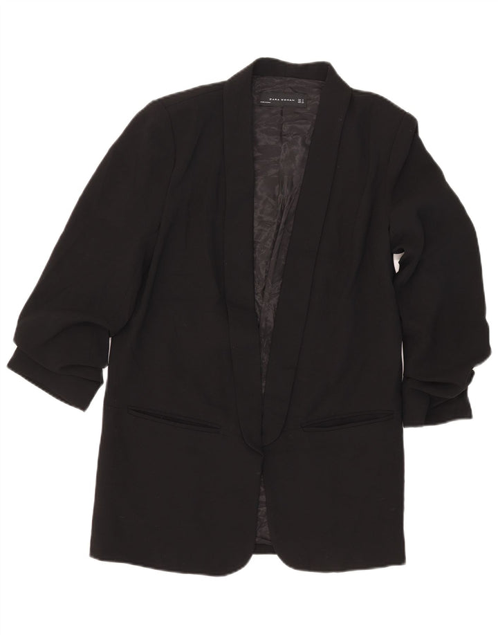 Zara Damen-Blazer mit 3/4-Ärmeln, offen, Gr. 10, Größe S, Schwarz, Polyester