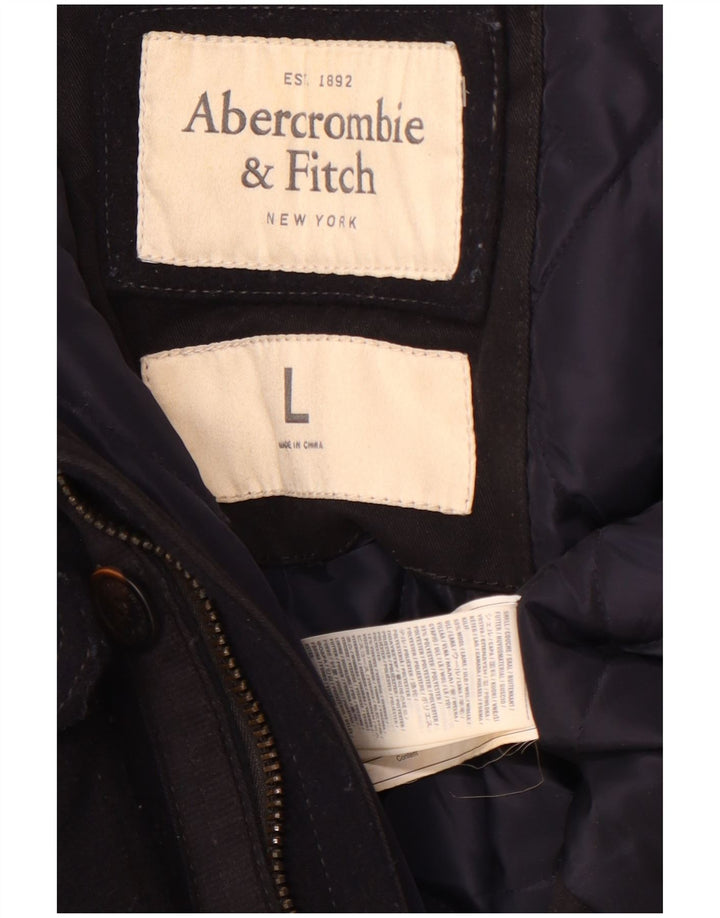 Abercrombie & Fitch Herren Militärjacke UK 40 Große marineblaue Wolle