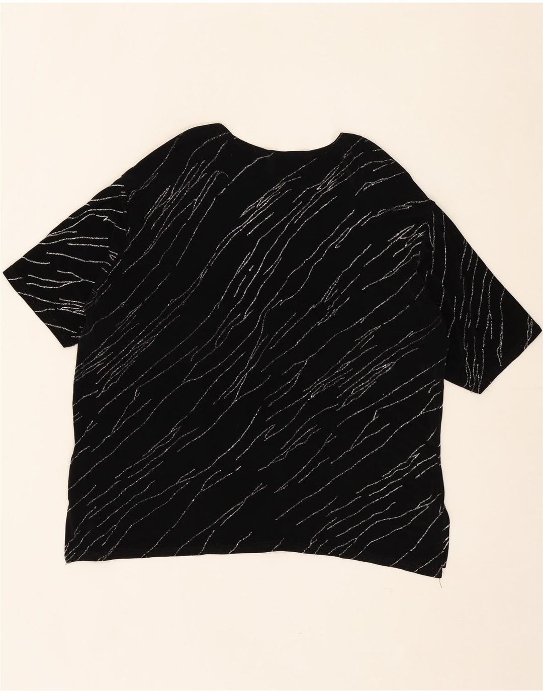 VINTAGE Womens Blouse Top UK 16 Large Black Pinstripe Acetate Vintage Vintage and Second-Hand Vintage from Messina Hembry 