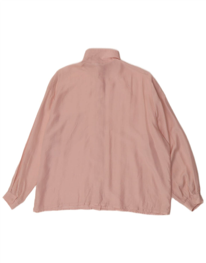 Vintage Damen übergroße Hemdbluse IT 44 Mittelrosa Seide