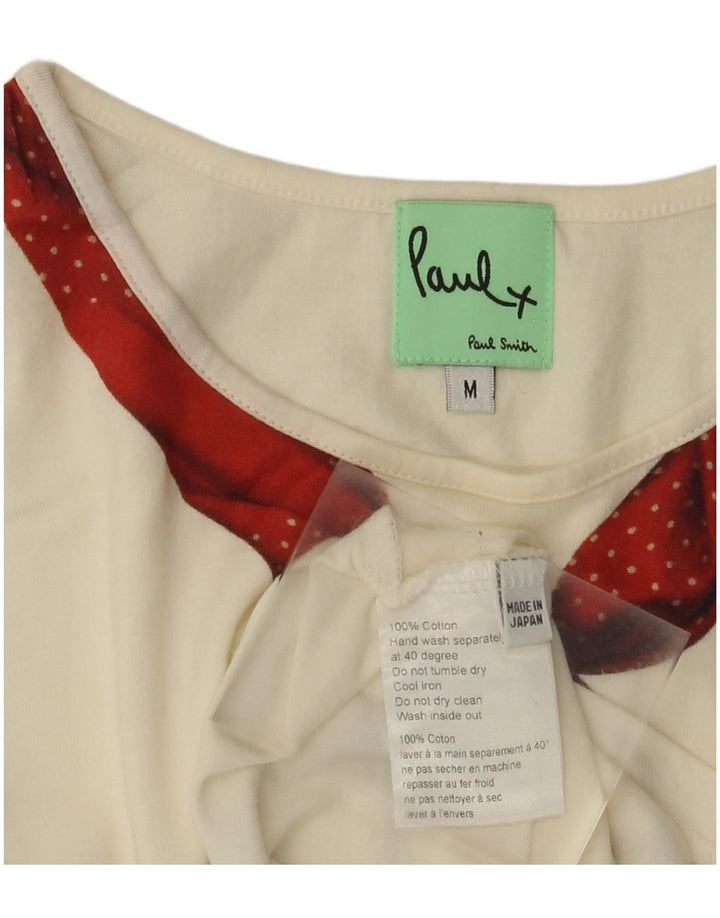 Paul Smith Damen Grafik-T-Shirt-Oberteil UK 12 Mittelweiße Baumwolle