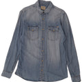 JACK & JONES Mens Denim Shirt Large Blue Cotton