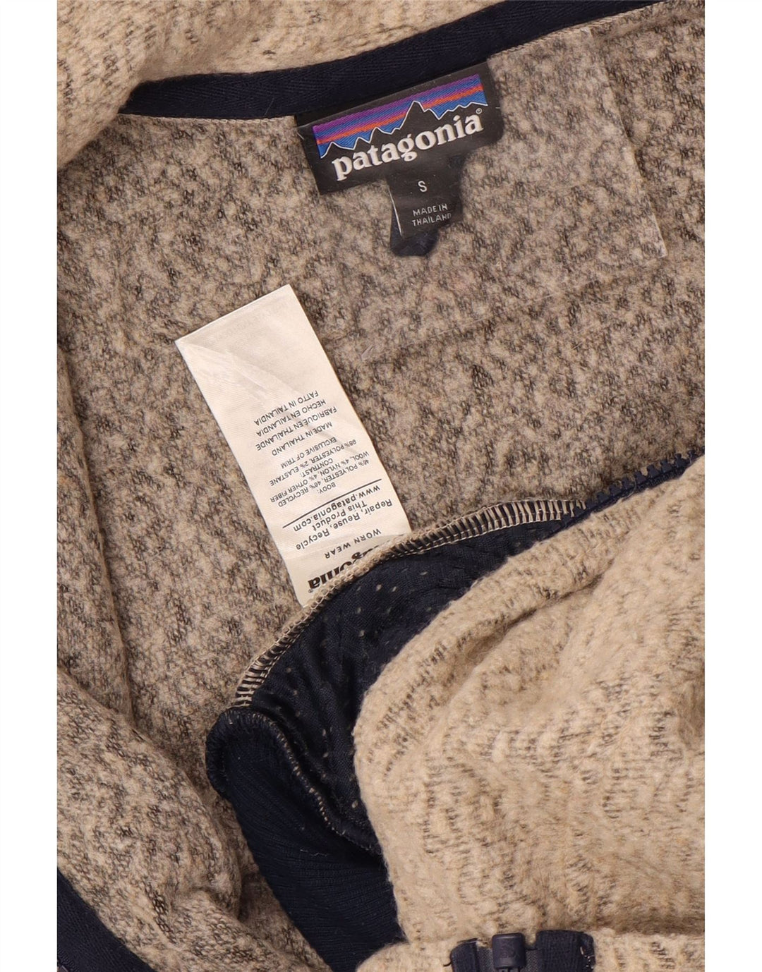 Patagonia Herren Fleecejacke UK 36 Small Beige Chevron Polyester