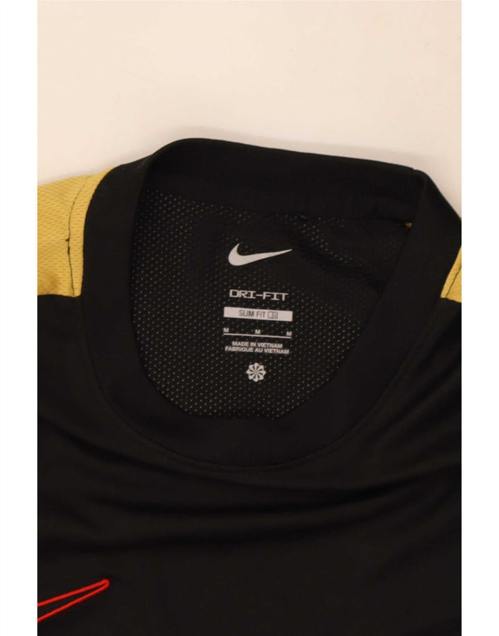 Nike Herren Dri Fit Slim T-Shirt Top Mittelschwarzes Colourblock-Polyester