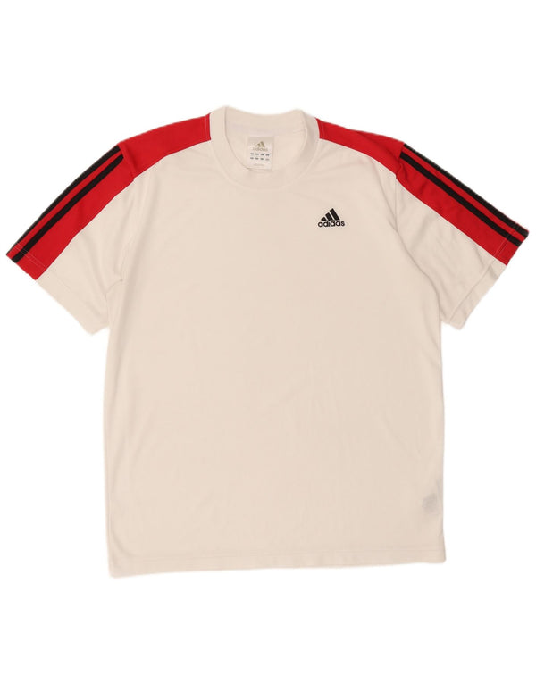 Adidas Herren T-Shirt Top UK 40/42 Mittelweißes Colourblock-Polyester