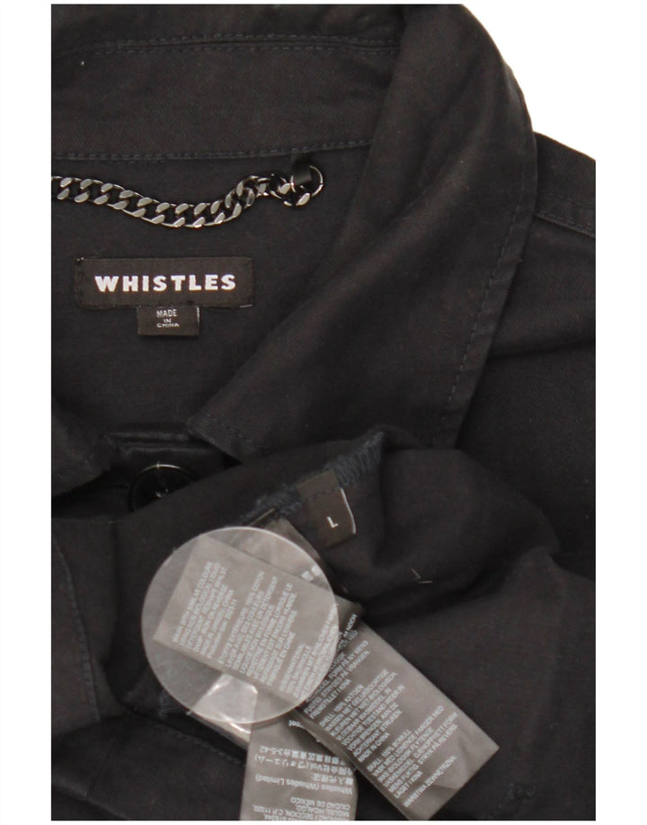 Whistle Damen Übergroße Utility-Jacke UK 16 Large Schwarze Baumwolle