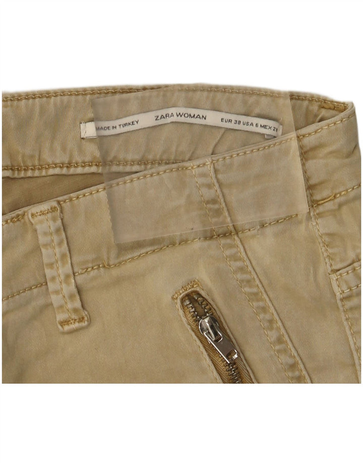 Zara Damen Slim Cargohose EU 38 Small W28 L28 Beige