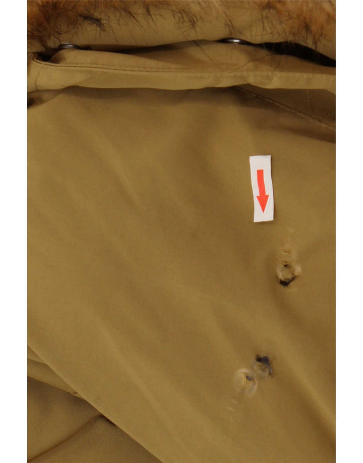 Superdry Wattierte Damenjacke mit Kapuze, UK 14, Größe L, Beige, Polyester