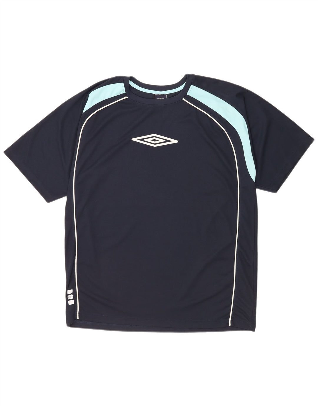 Umbro Herren-T-Shirt mit Grafik, groß, Marineblau, Farbblock-Polyester