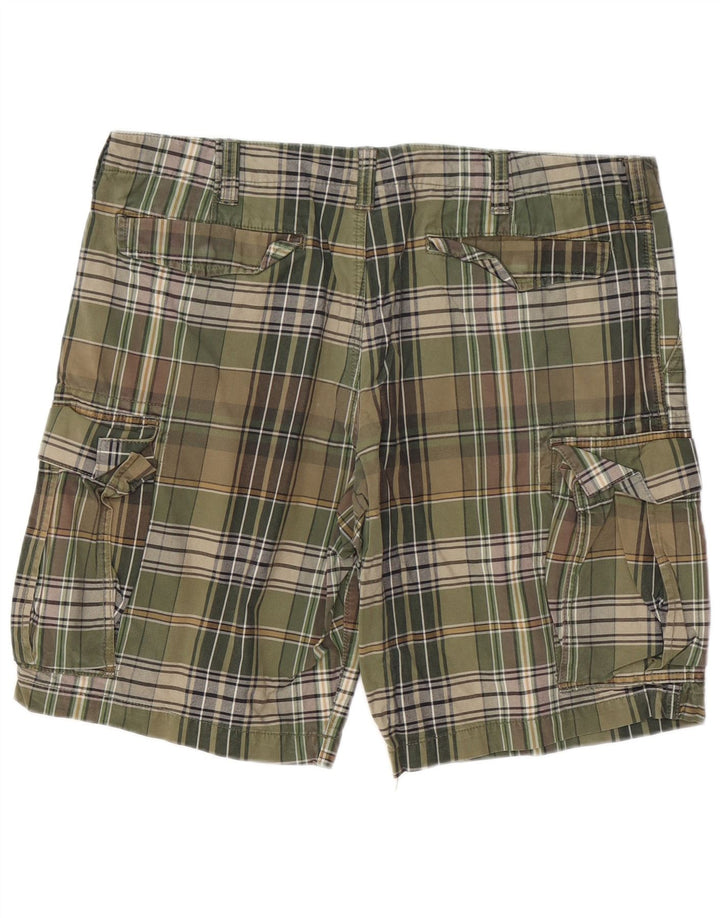 EDDIE BAUER Herren Cargoshorts W38 XL Khaki Check Baumwolle