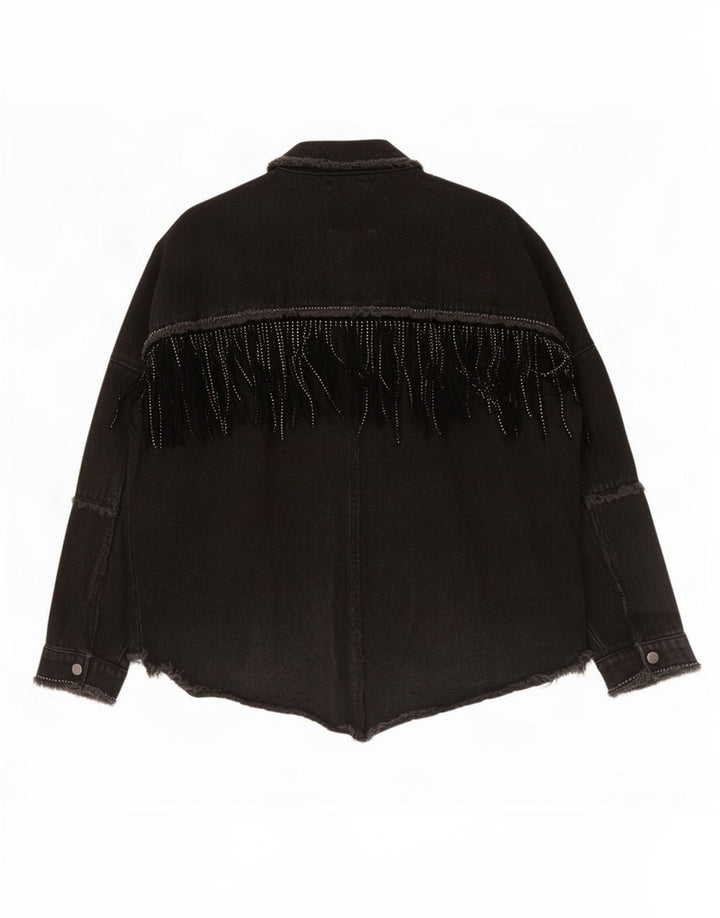 Zara Damen Western-Oversize-Jeansjacke UK 6 XS Schwarz