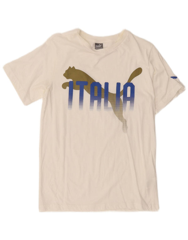 PUMA Jungen Graphic T-Shirt Top 13–14 Jahre, weiße Baumwolle