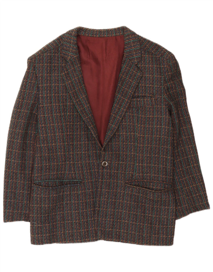 Carrera Herren 1-Knopf-Blazerjacke UK 38 Mittelgrau karierte Viskose
