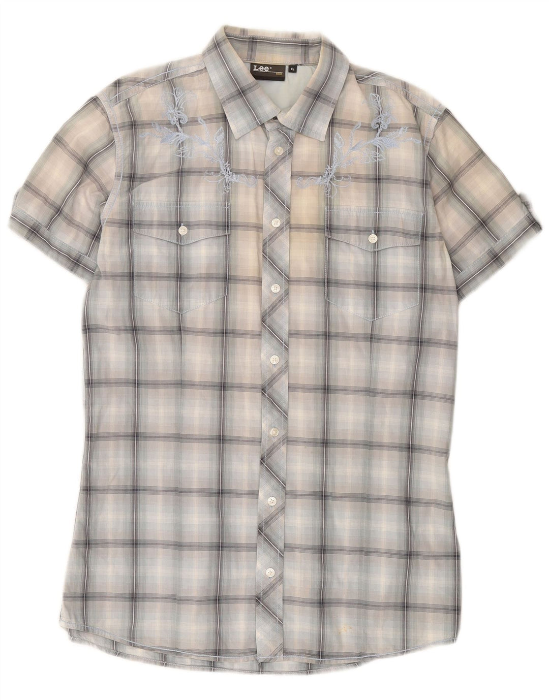 Lee Herren Kurzarmhemd XL Blau kariert