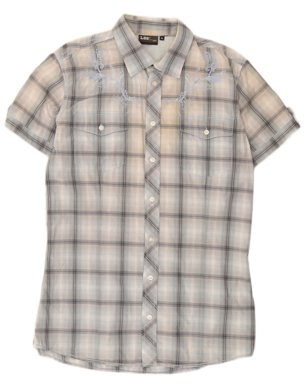 Lee Herren Kurzarmhemd XL Blau kariert