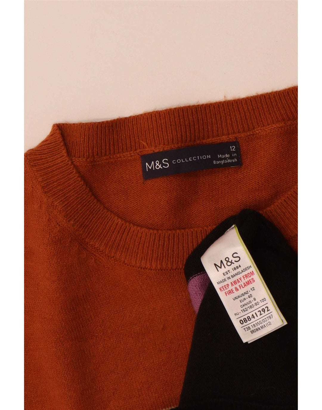 Marks & Spencer Damen-Pullover mit Rundhalsausschnitt, Gr. 12, mittelmehrfarbig