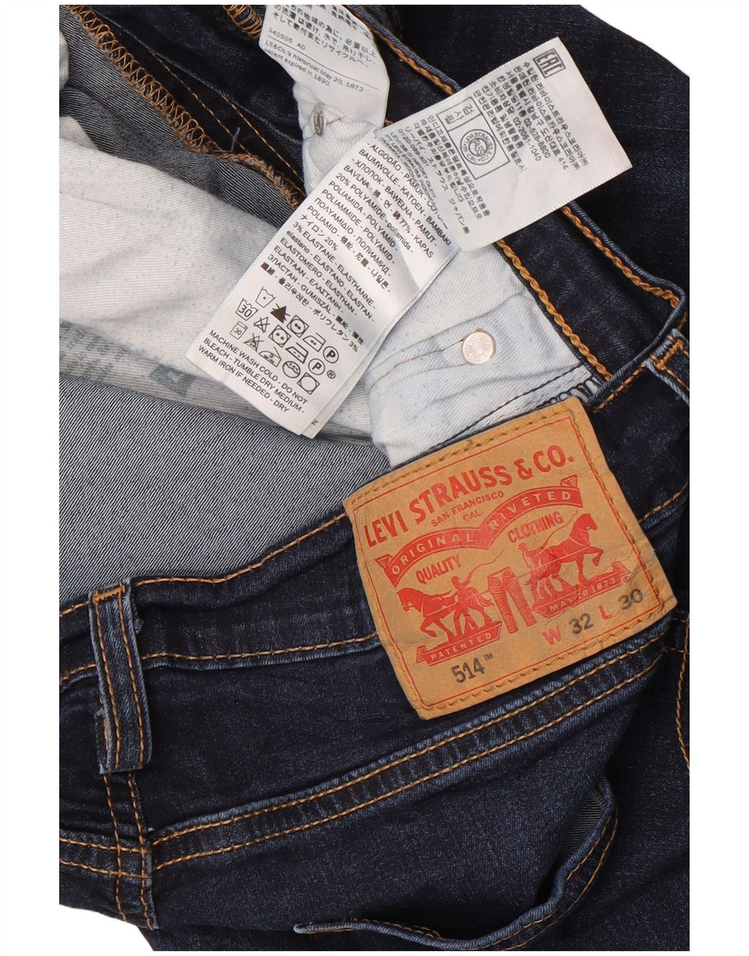 Levi's Herren 514 Straight Jeans W32 L30 Marineblaue Baumwolle