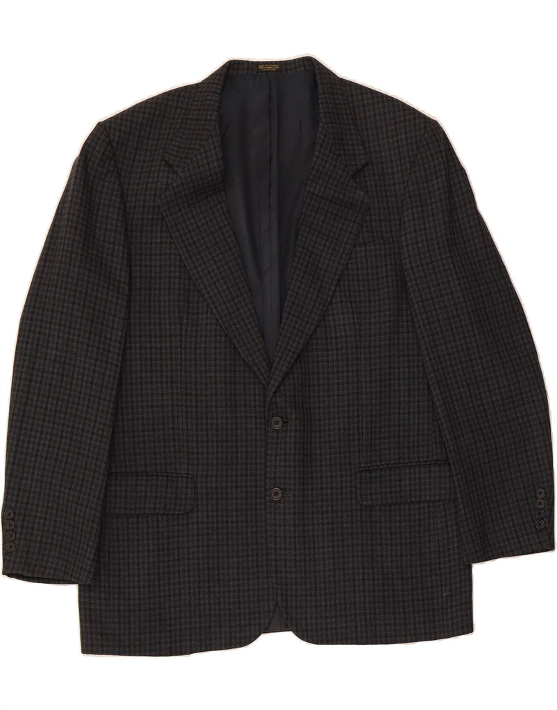 OSCAR DE LA RENTA Mens 2 Button Blazer Jacket UK 44 2XL Black Check Vintage Oscar De La Renta and Second-Hand Oscar De La Renta from Messina Hembry 