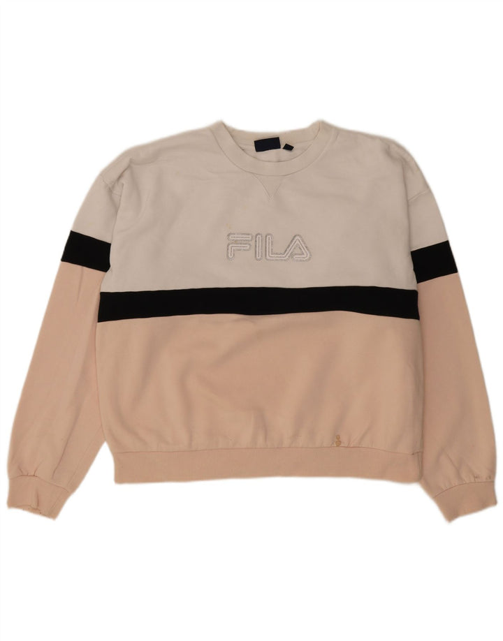 Fila Damen Grafik-Sweatshirt-Pullover UK 22 3XL Pink Colourblock Polyester